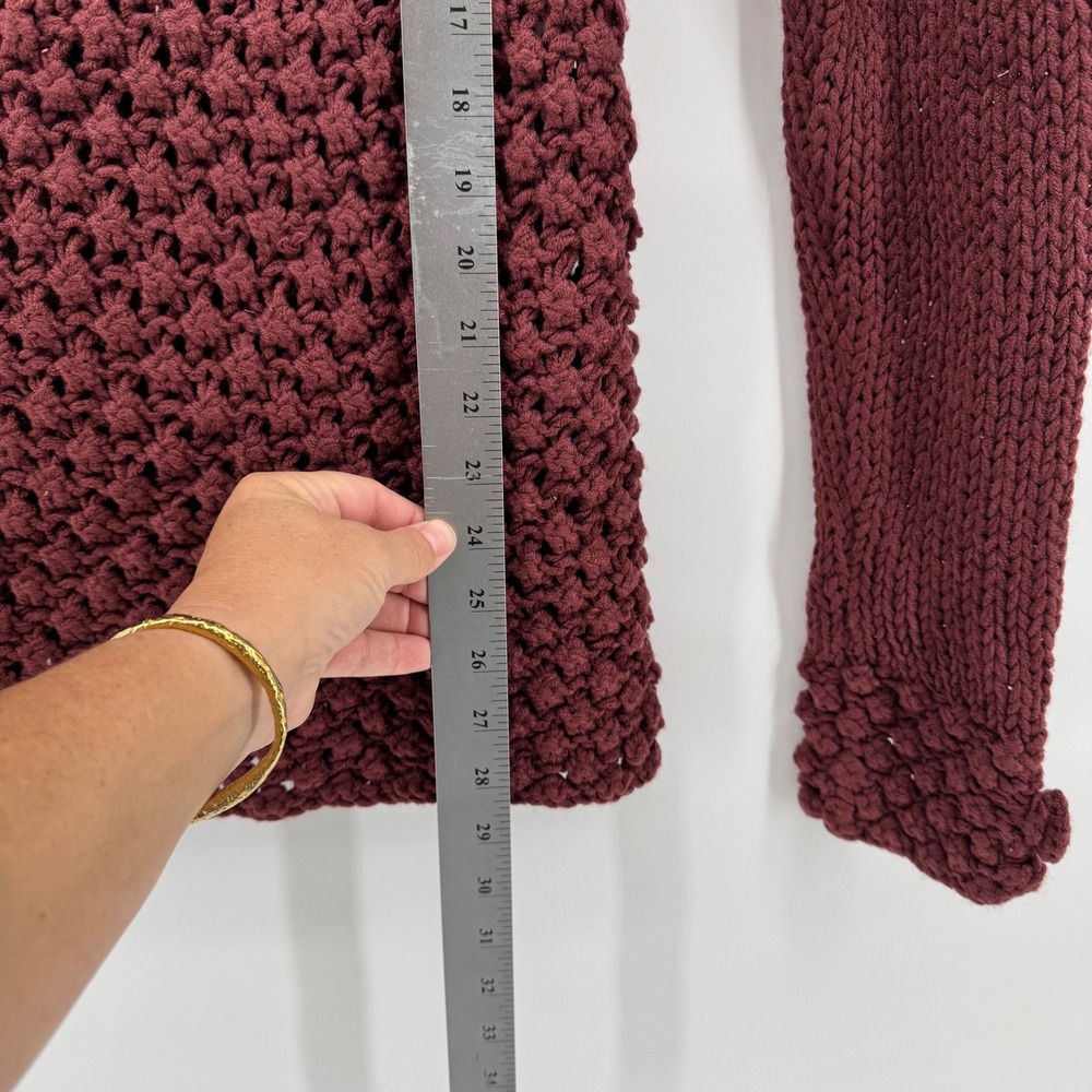 Prima Bella Cardigan Sweater Women Med Burgundy Chunky Knit Popcorn Whimsigoth - Picture 8 of 11